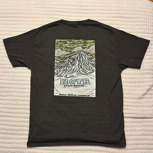 NOTB Snowboards Dark Gray T-Shirt with Blue Accents